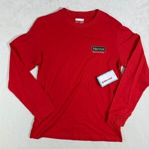 NWT Marmot Size Small Men's Red Long Sleeve Tee Mountain Works